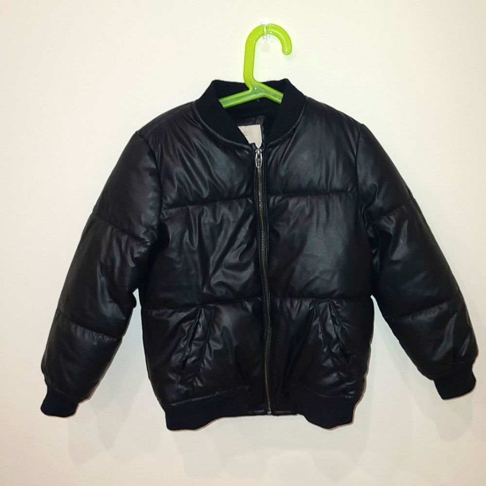 Zara kids boys Faux Fur leather bomber puffer Size 7 or 122 cm Bikercore